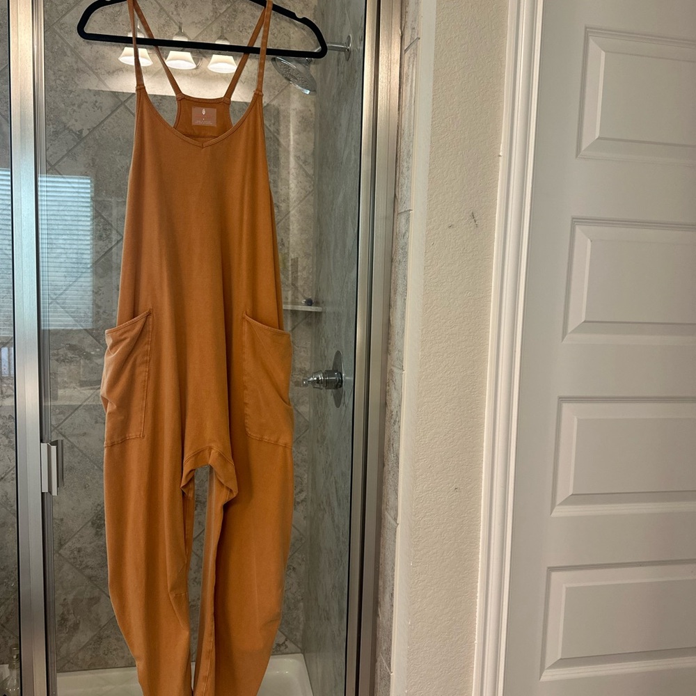 Chic Orange Jumpsuit with Pockets